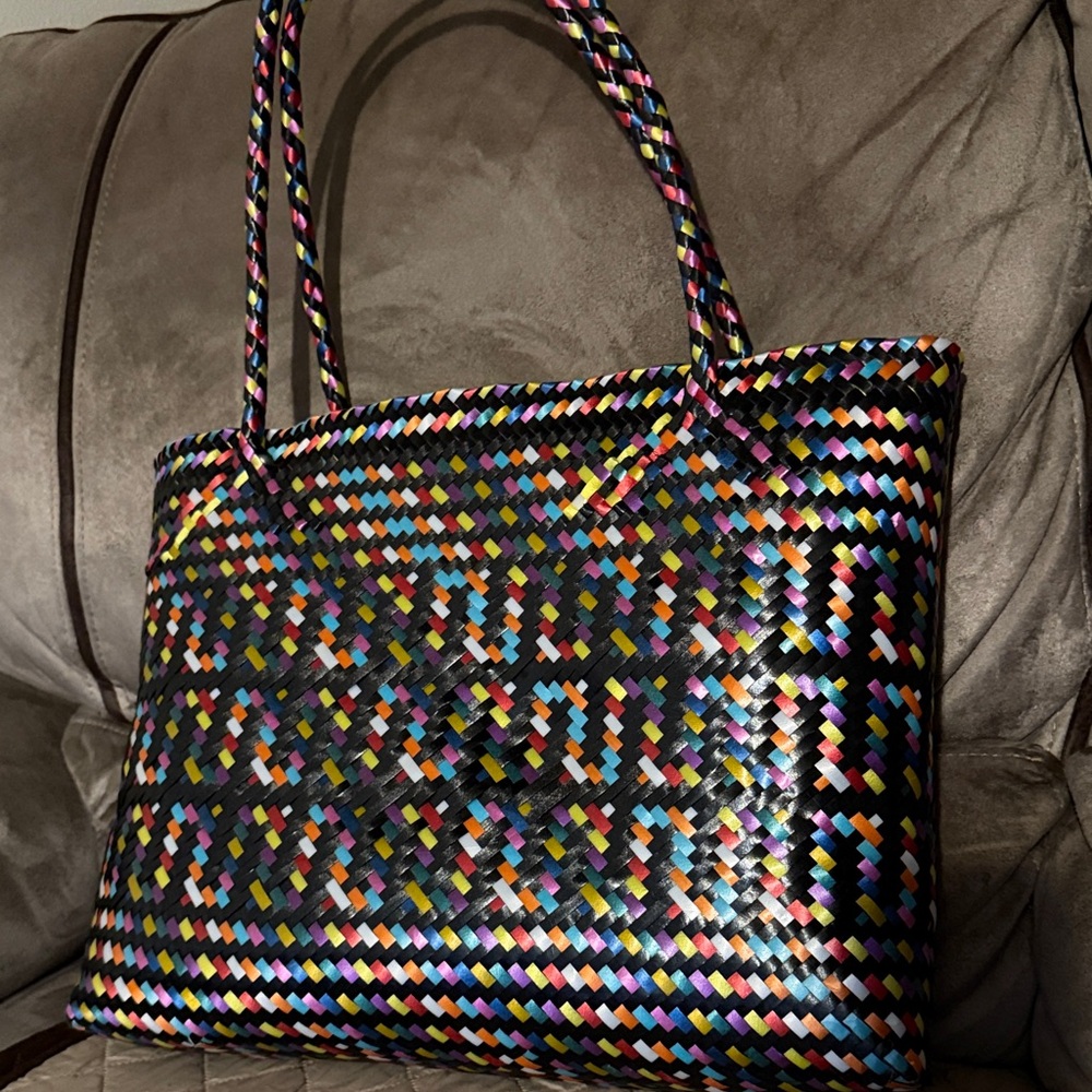 Multicolor Woven Tote Bag